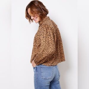 Emerson Fry Leopard Print Button-Down Shirt in Tan and Black